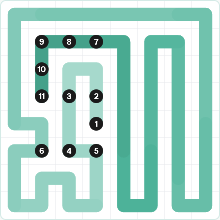 LinkedIn Zip Today - puzzle #265