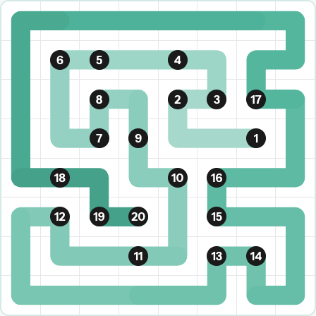 LinkedIn Zip Today - puzzle #312